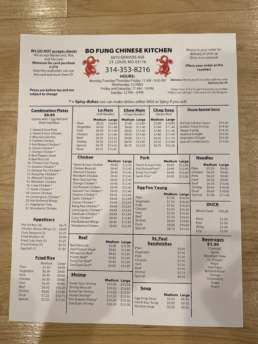 Bo Fung Chinese Kitchen Menu - Image 5
